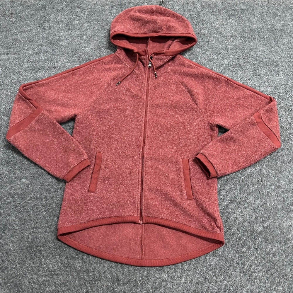 Nike Hoodie Womens XS Red Viscose Blend Full Zip Fleece High Low Hem Athletic